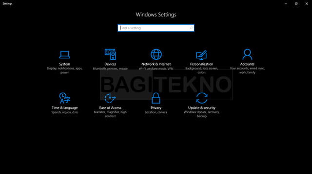 Dark mode Windows 10 Settings