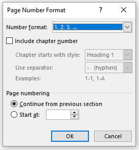 Mengatur jenis halaman dan mulai dari nomor berapa