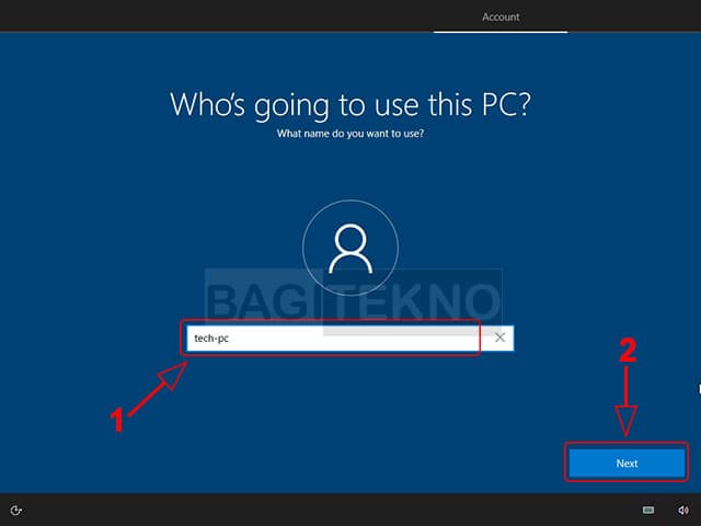 masukkan username pengguna Windows 10