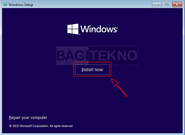 Memulai menginstall Windows 10