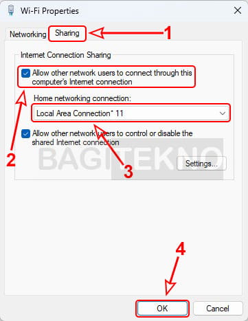 cara sharing koneksi internet ke jaringan WiFi hotspot Laptop