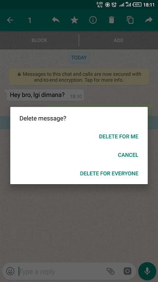 menghapus pesan WhatsApp yang telah terkirim