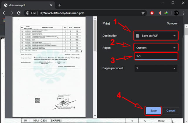 cara memisahkan halaman pdf menjadi beberapa file menggunakan Google Chrome