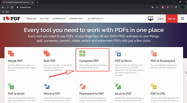 Compress PDF online