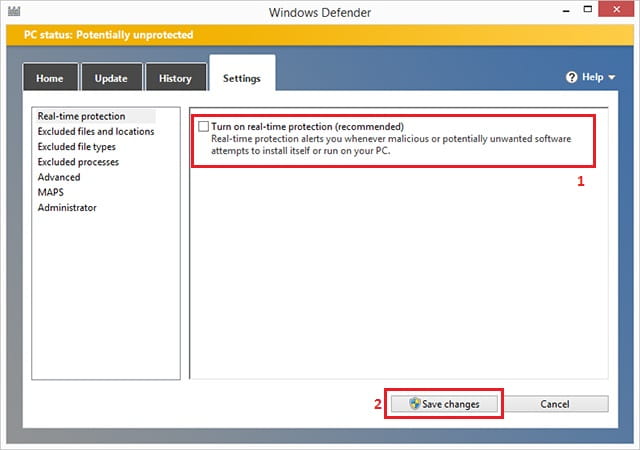 Menonaktifkan Windows Defender pada Windows 8.1