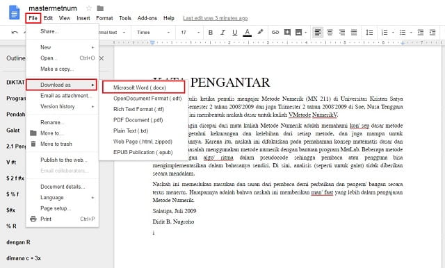 Menyimpan pdf sebagai dokumen Word