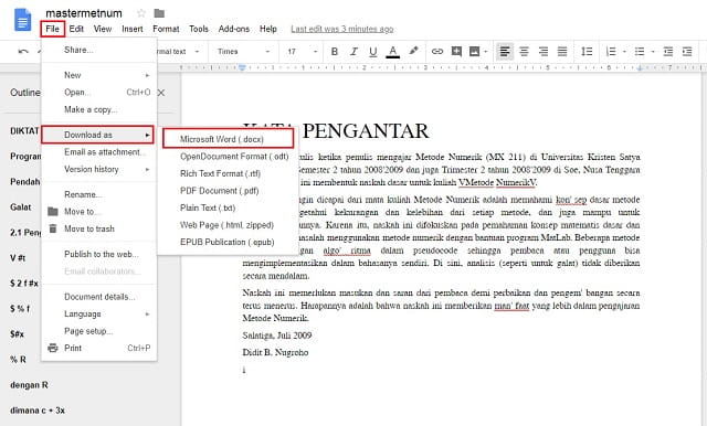 Menyimpan pdf sebagai dokumen Word