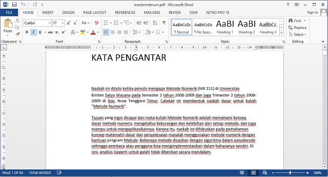 Konversi pdf ke Word berhasil