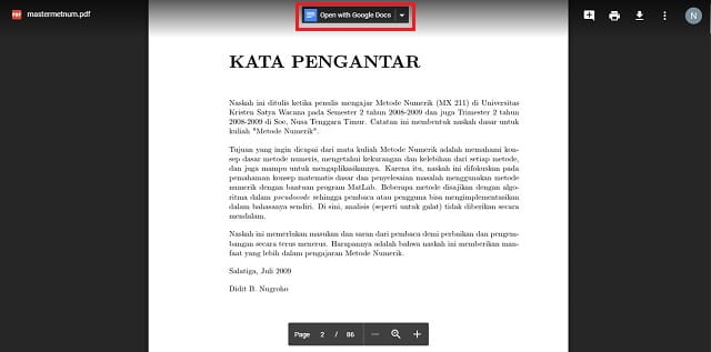 Membuka pdf di Google Docs