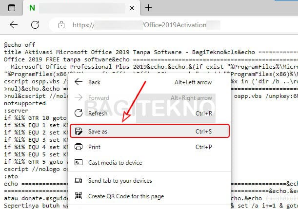 membuat file batch aktivator Office 2019