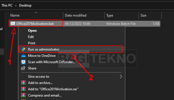 cara aktivasi Office 2019 menggunakan file batch