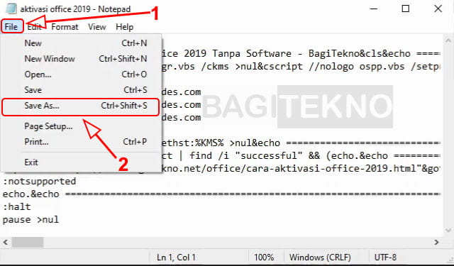 Menyimpan file sebagai batch