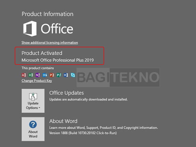 Cek apakah Office 2019 sudah teraktivasi