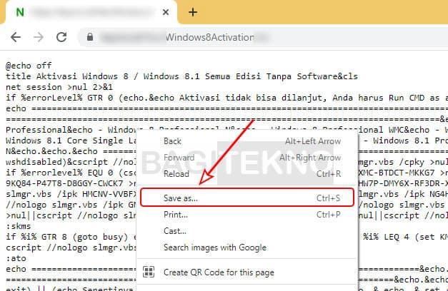 membuat file batch aktivator Windows 8