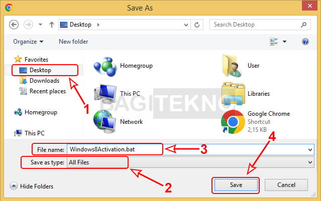 menyimpan file batch untuk aktivasi Windows 8