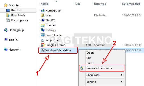 mengaktifkan Windows 8 menggunakan file batch