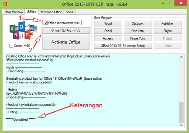 Convert Office 2016 ke VL menggunakan KMS Office 2019