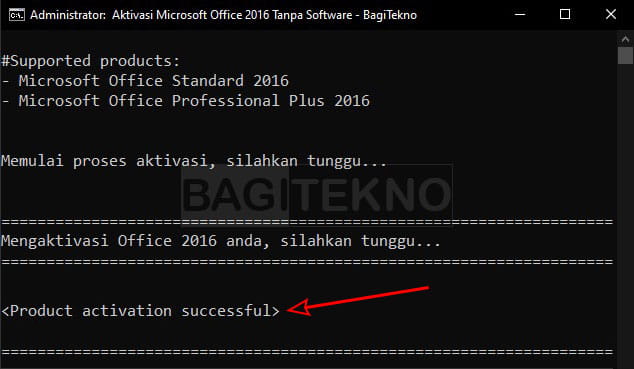 aktivasi Microsoft Office 2016 pakai file batch berhasil