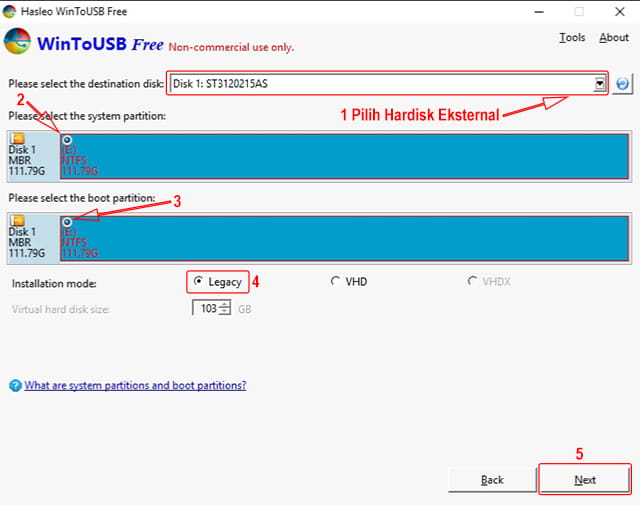 Cara install segala jenis Windows ke drive external