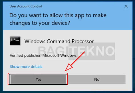Pilih Yes pada jendela User Account Control