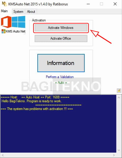 mengaktifkan Windows 10 dengan KMS Auto Net