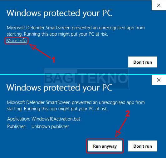 melewati Windows protected your PC untuk aktivasi Windows 10