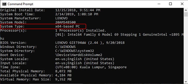 Cara mengetahui tipe prosesor dan sistem menggunakan CMD