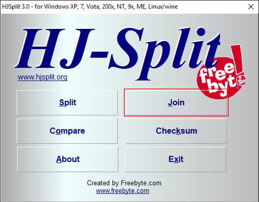 Cara menggabungkan file part menggunakan HJ-Split