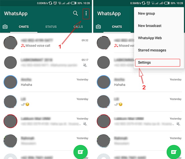 Cara masuk setting aplikasi WhatsApp