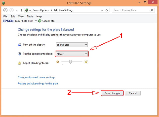 Cara agar laptop tidak sleep otomatis di Windows 7 atau 8/8.1