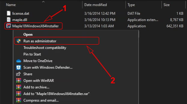 Menjalankan installer Maple 18