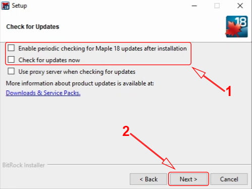 Check for Updates Maple 18