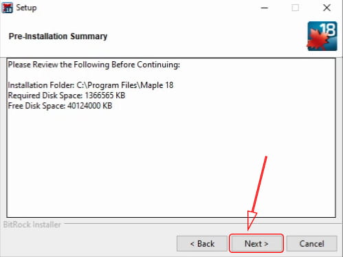 Installation Summary Maple 18
