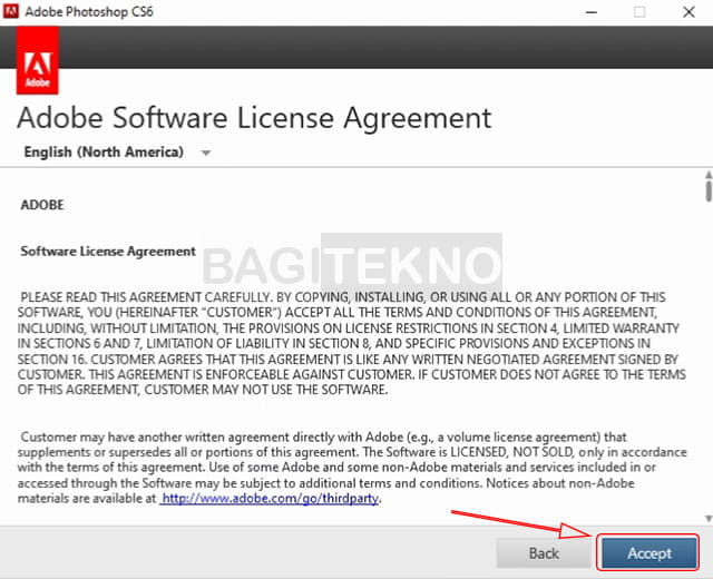 Setup license agreement Photoshop CS6