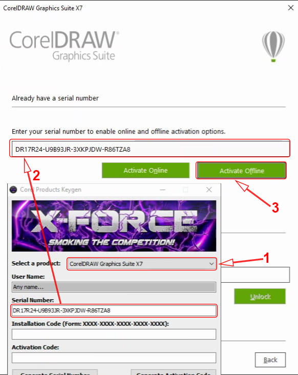 Installation code corel x7 tidak muncul