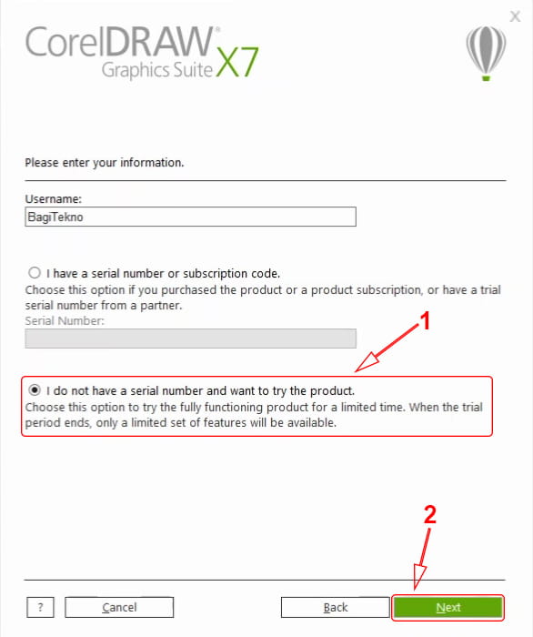 Tidak punya serial number corel