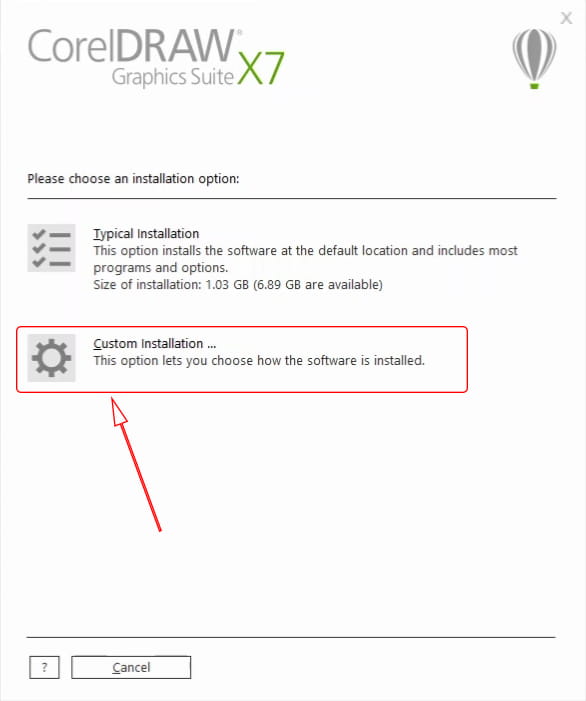 Custom install corel draw X7