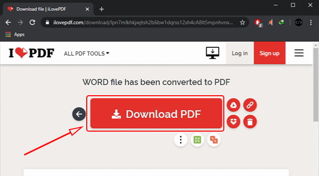 Download setelah mengubah file Word ke PDF