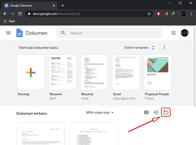 Membuka file di Google Docs