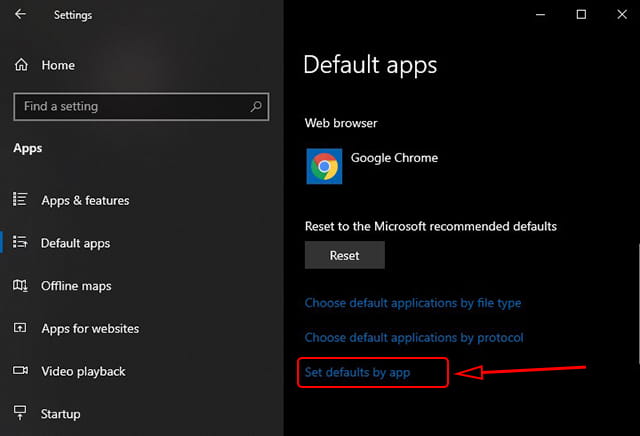 Software default by app