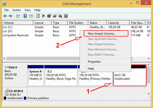 Membuat volume baru di hardisk