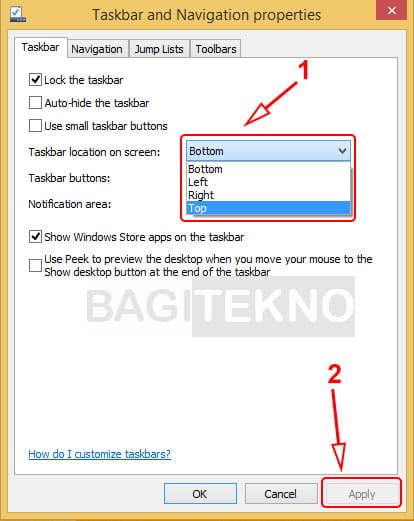 Cara memindahkan taskbar di Windows 7 atau Windows 8/8.1