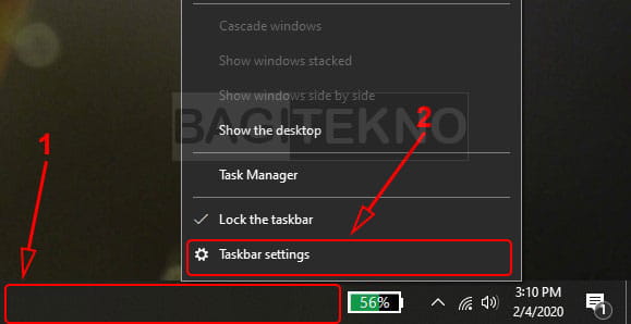 Pengaturan taskbar Windows 10