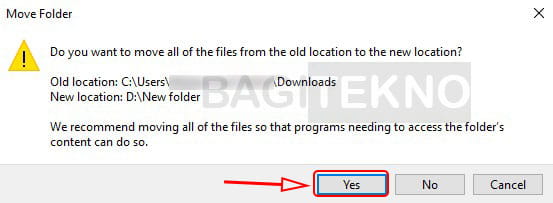 Konfimasi pemindahkan direktori folder download