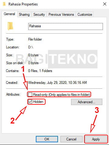 Cara hidden folder dan isinya di Laptop Windows