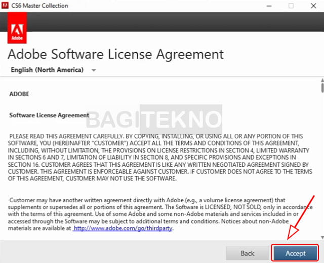 Persetujuan lisensi Adobe