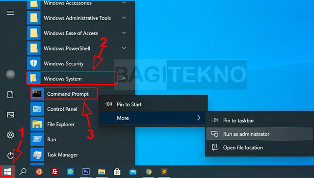 Cara buka CMD atau Command Prompt melalui Start Menu