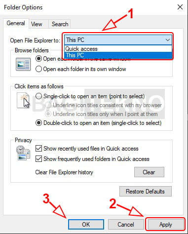 Mengubah tampilan depan File Explorer Windows 10 menjadi This PC dan bukan Quick access