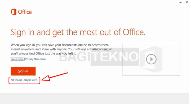 Penginstalan Office 2013 tanpa login