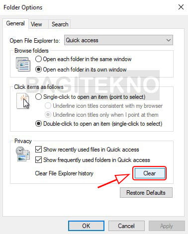 Cara membersihkan history atau riwayat File Explorer Windows 7, 8.1, dan 10